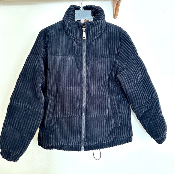 NWOT Koolaburra By Ugg Black Brushed Corduroy Puffer Coat Jacket Size S - Picture 1 of 6